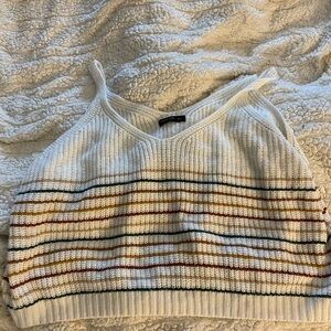 SHEIN Cream and Red Ribbed Crop Camisole